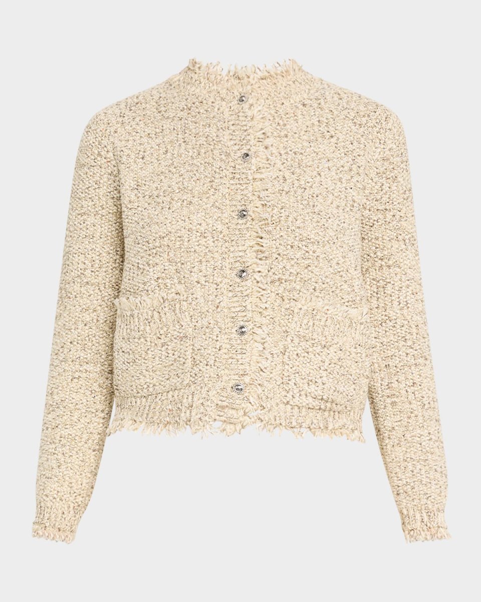 Emorie Fringe-Trim Tweed Knit Jacket